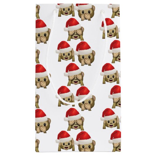 笑わされるなおもしろい猿Emoji -漫画のデザインをまねて下さい スモールペーパーバッグ (裏面)