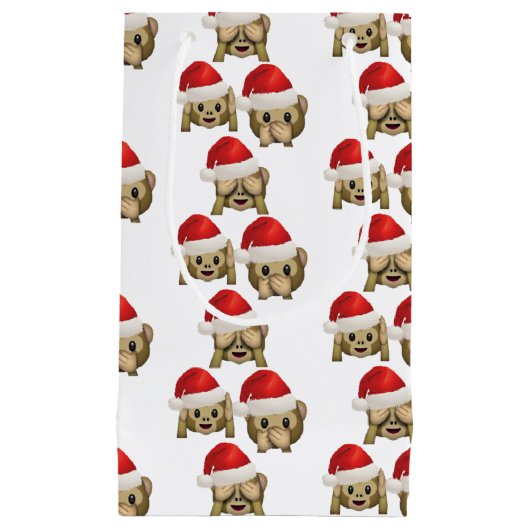 笑わされるなおもしろい猿Emoji -漫画のデザインをまねて下さい スモールペーパーバッグ (正面)