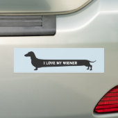 笑わされるな"私は私のウインナー"のダックスフントのシルエット愛します バンパーステッカー (車上)