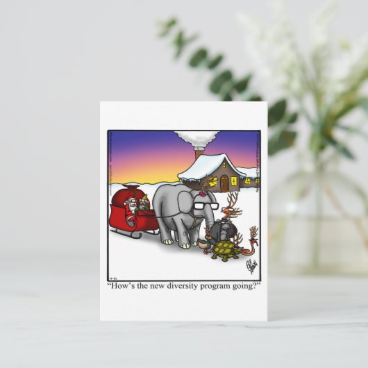 笑わされるクリスマス用はがき シーズンポストカード (スタンド正面)