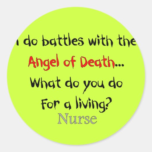 笑わされるナースTシャツとギフト ラウンドシール (正面)