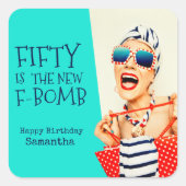 笑わされるレトロ50番目の誕生日 スクエアシール (正面)
