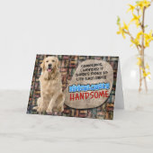 笑わされる考えラブラドール誕生日 カード (黄色い花)