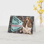 笑わされる考えBasset Hound誕生日 カード (黄色い花)