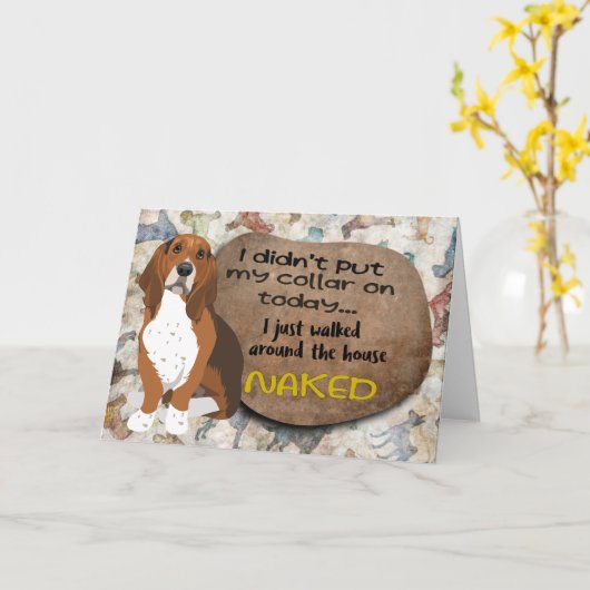 笑わされる考えBasset Hound誕生日 カード (黄色い花)