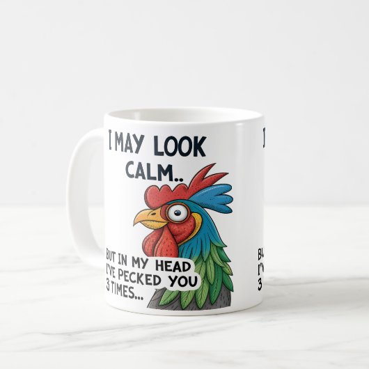 「笑わされる落ち着いて見えるかもしれない」 ルースターマグ コーヒーマグカップ (正面左)