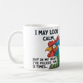 「笑わされる落ち着いて見えるかもしれない」 ルースターマグ コーヒーマグカップ (左)