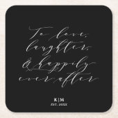 笑クラシックい引用文白黒結婚 スクエアペーパーコースター (正面)