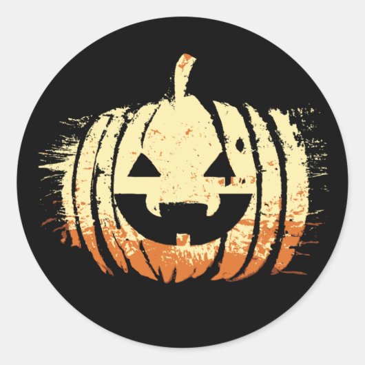 笑不気味いカボチャ頭 |ハロウィーン ラウンドシール (正面)