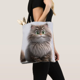 笑顔おっちょこちょいののグレー虎猫猫 トートバッグ