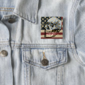 笑顔おもしろいスカルアメリカ国旗のテーマ 缶バッジ (インサイチュ)