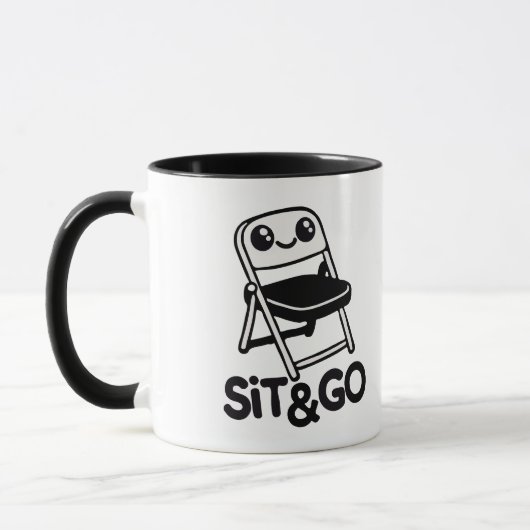 笑顔おもしろい折り畳み椅子Sit & Go マグカップ (左)