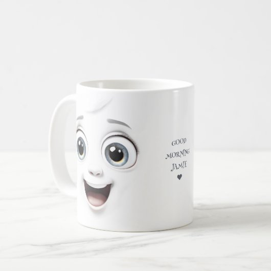 笑顔おもしろい顔かわいい名前をカスタムする コーヒーマグカップ (正面左)