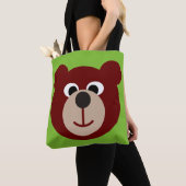 笑顔おもしろいTeddy Bear +あなたの背景とアイディア トートバッグ (クローズアップ)