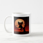 笑顔お洒落の黒猫 コーヒーマグカップ (左)