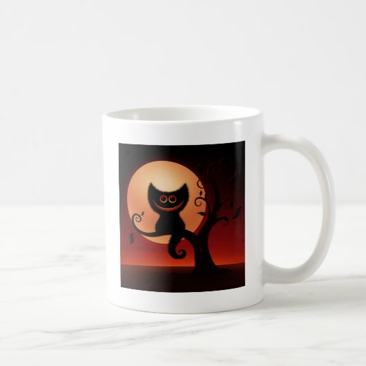 笑顔お洒落の黒猫 コーヒーマグカップ (右)