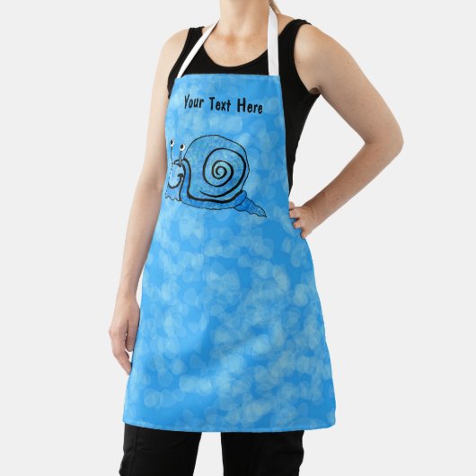 笑顔かわいいカタツムリ青絞り染めパターン(の模様が)ある貝 エプロン (インサイチュ)