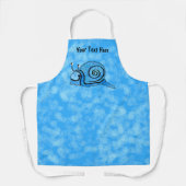 笑顔かわいいカタツムリ青絞り染めパターン（の模様が）ある貝 エプロン (正面)