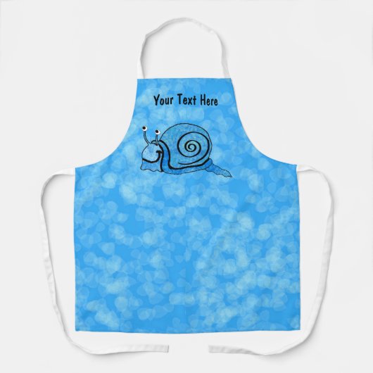 笑顔かわいいカタツムリ青絞り染めパターン（の模様が）ある貝 エプロン (正面)