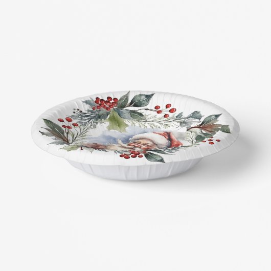 笑顔すてきサンタウォーター色クリスマスリース ペーパーボウル (傾斜あり)