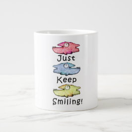 笑顔でいこう！カラフルな歯のある魚 ジャンボコーヒーマグカップ