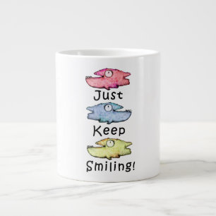 笑顔でいこう!カラフルな歯のある魚 ジャンボコーヒーマグカップ