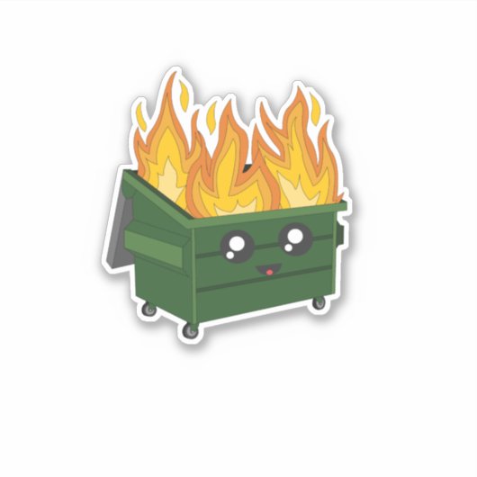 笑顔でかわいらしいダンプスター火 シール (正面)