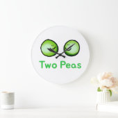 笑顔で二人のかわいい友情アート ラージ壁時計 (ホーム)