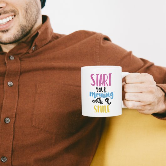 笑顔で始まる朝 – 元気が出るマグカップ コーヒーマグカップ