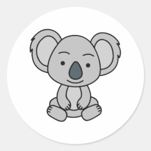 笑顔で座っているかわいいコアラ ラウンドシール