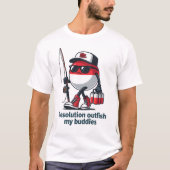 笑顔で釣りをするパパ Tシャツ (正面)