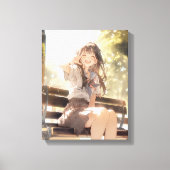 笑顔で３ピースJK アートパネル｜寿司娘 Art Panel GenerativeAI キャンバスプリント (正面)