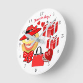 笑顔とショッピング、買い物時間 ラウンド壁時計 (傾斜)