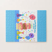 笑顔のお誕生日ケーキと風船 ジグソーパズル (横)