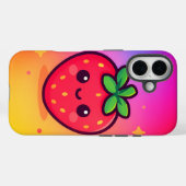 笑顔のかわいいストロベリーオンパステルグラデーションバック Case-Mate iPhoneケース (裏面 (横))