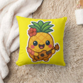 笑顔のかわいいパイナップル – トロピカル クッション (ブランケット)
