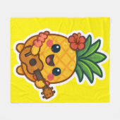 笑顔のかわいいパイナップル – トロピカル フリースブランケット (正面(横))