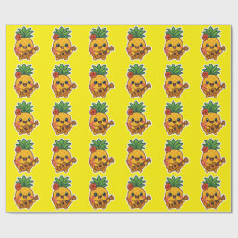 笑顔のかわいいパイナップル – トロピカル ラッピングペーパー