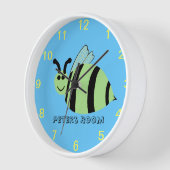 笑顔ののまわりにキッズブルーウォールクロック番号 壁時計 (傾斜)