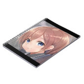 笑顔のアニメの女の子マンガ茶色の髪の青い目 ノートブック (左側)