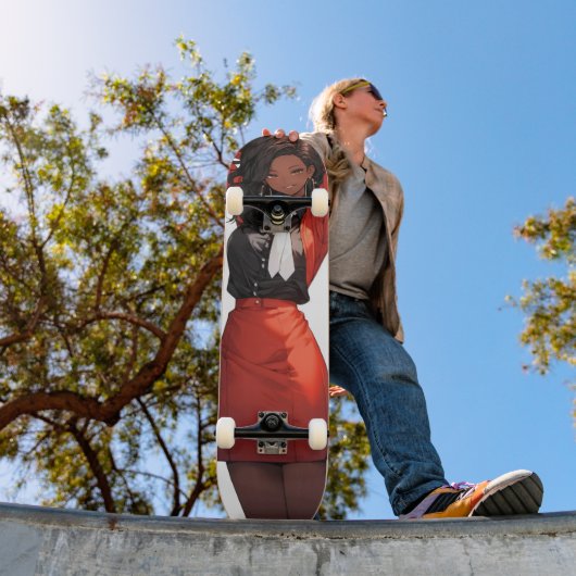 笑顔のアニメ女性 スケートボード (室外1)