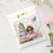 笑顔のアフロアメリカンプリンセスキャッスルケーキギフト フェイバーバッグ (封をした状態)