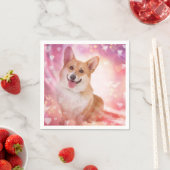 笑顔のウェルシュコーギーとハート スタンダードカクテルナプキン (インサイチュ)