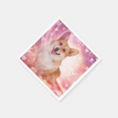 笑顔のウェルシュコーギーとハート スタンダードカクテルナプキン (角)