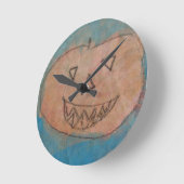 笑顔のカボチャ、ハロウィーンキッズ、アートウォーターカラー ラウンド壁時計 (傾斜)