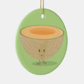 笑顔のカンタロープフルーツフードクリスマス セラミックオーナメント (右)