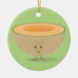 笑顔のカンタロープフルーツフードクリスマス セラミックオーナメント