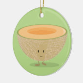 笑顔のカンタロープフルーツフードクリスマス セラミックオーナメント (左)