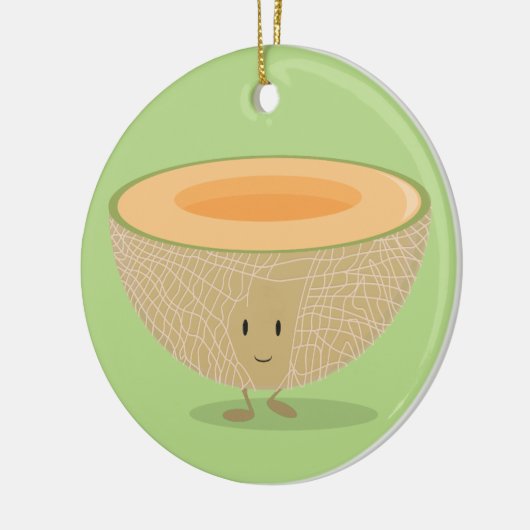 笑顔のカンタロープフルーツフードクリスマス セラミックオーナメント (左)