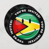 笑顔のガイアナ国旗 招待状 (正面/裏面)